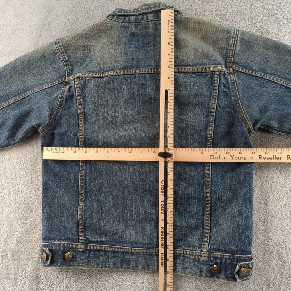 Lee Denim Jacket Womens Medium Blue Trucker Jean Coat Faded Distressed Cotton - Picture 6 of 11